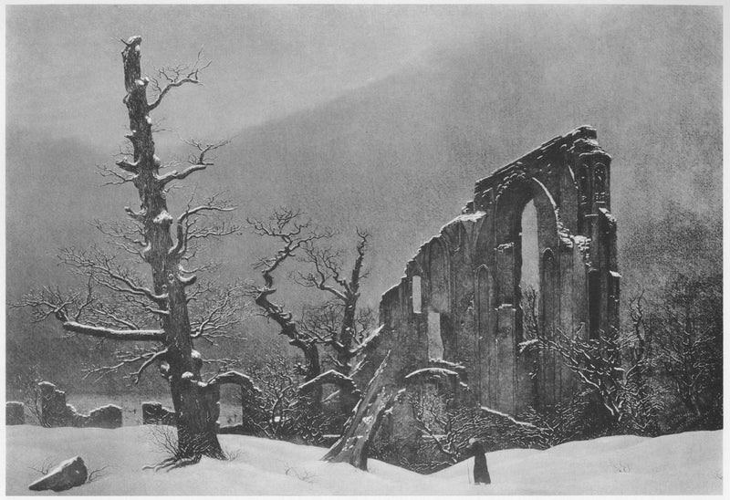 Munk i snøen - Caspar David Friedrich