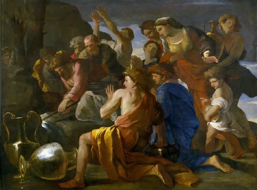 Moses som myker opp vannene i Mara - Nicolas Poussin