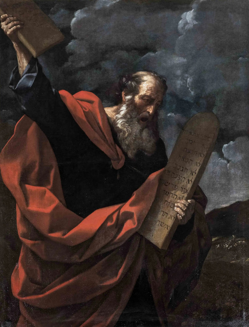 Moses som knuser Lovens Tavler - Guido Reni