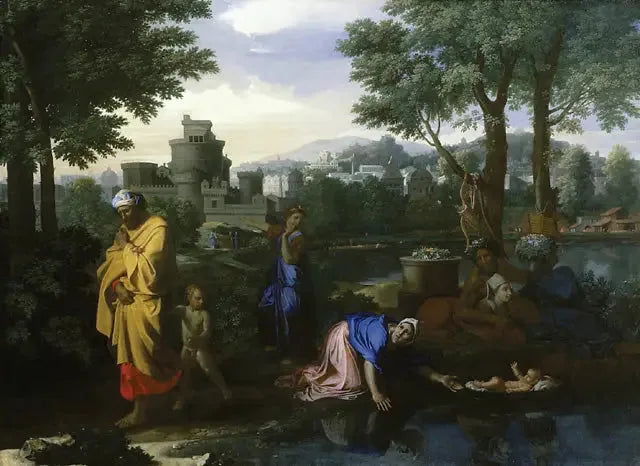 Mosé utstilt på vannet - Nicolas Poussin