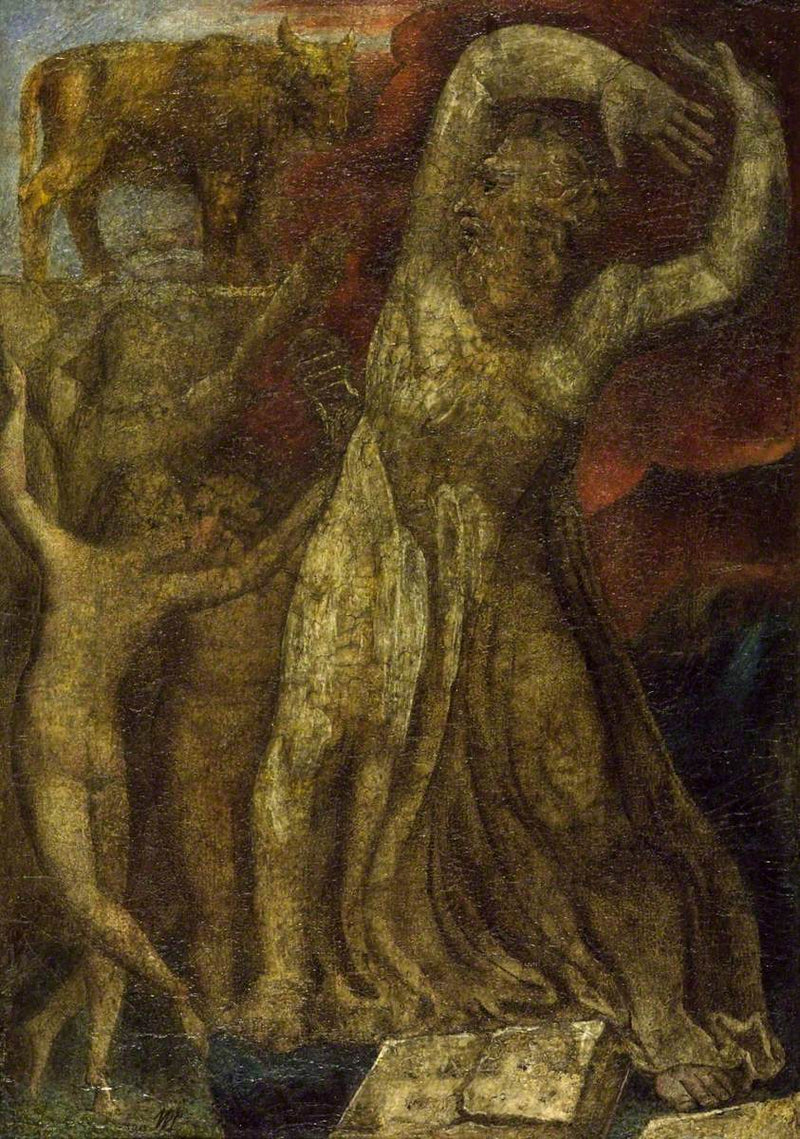 Mosé opprørt foran gullkalven - William Blake