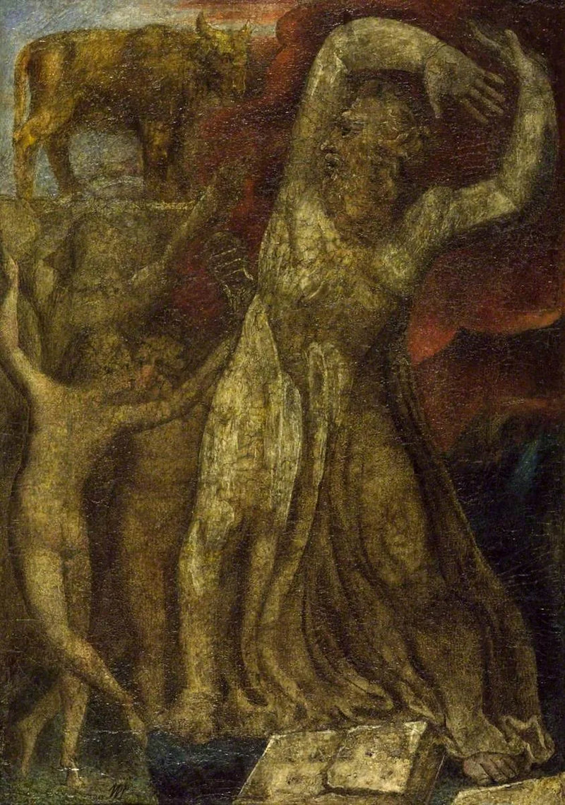 Mosé opprørt foran gullkalven - William Blake
