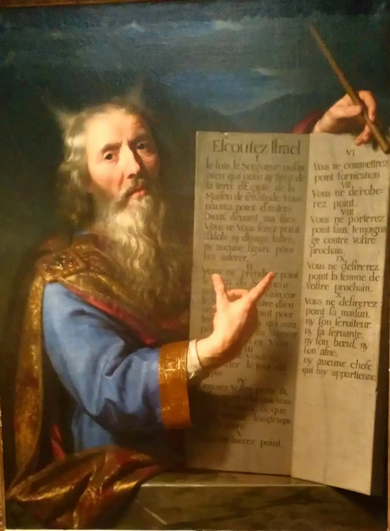 Moses som presenterer Lovens Tavler - Philippe de Champaigne