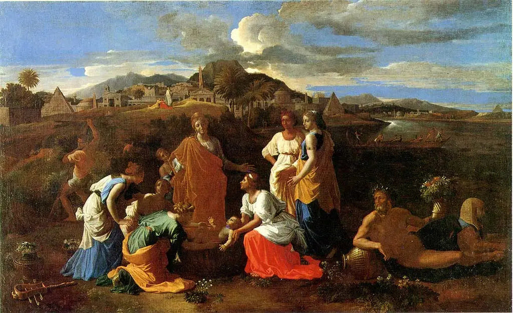 Moïse sauvé des eaux - Nicolas Poussin image 1 copie peinte à la main à l’huile