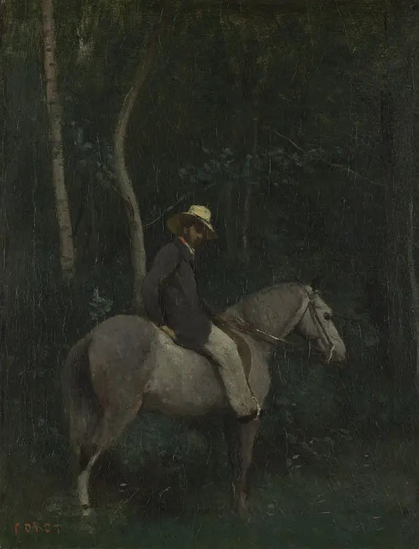 Herr Pivot på hest - Jean-Baptiste Camille Corot