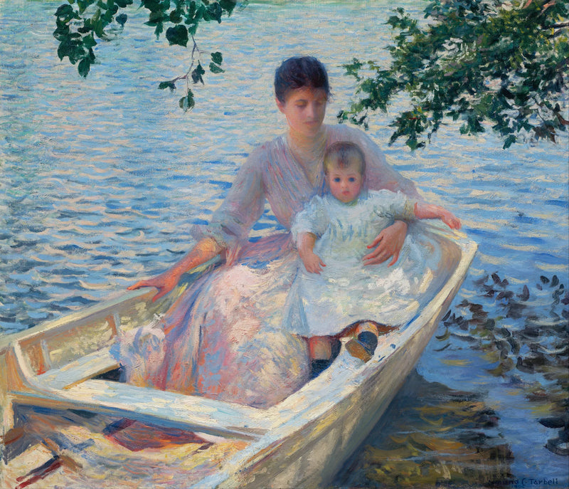 Mor og barn i en båt - Edmund Charles Tarbell