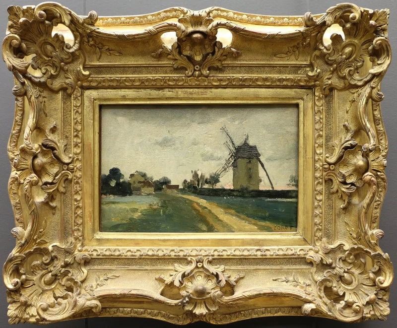 Dobbel vindmølle på åsen i Picardie - Jean-Baptiste Camille Corot