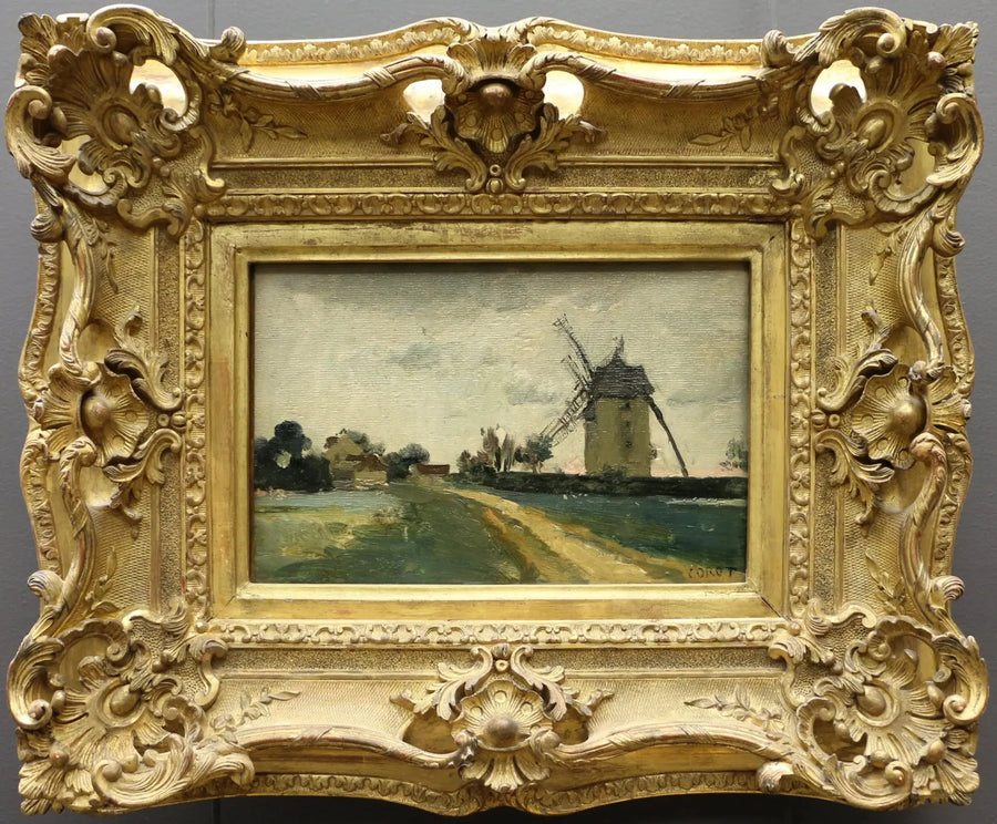 Dobbel vindmølle på åsen i Picardie - Jean-Baptiste Camille Corot