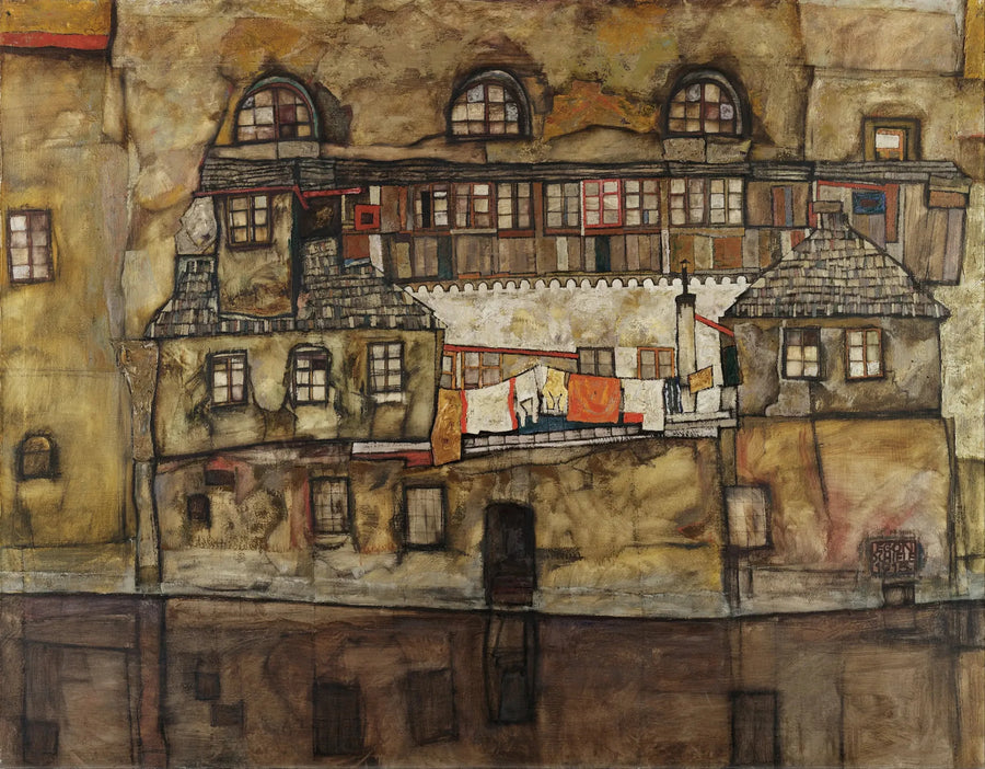 Husvegg ved elven - Egon Schiele