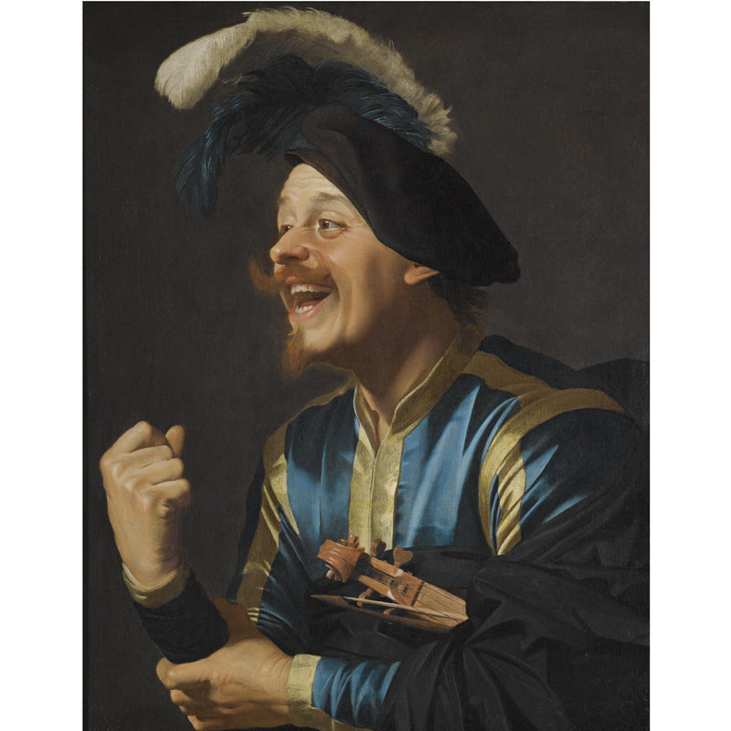 Latter musiker med fiolin under armen - Gerrit van Honthorst