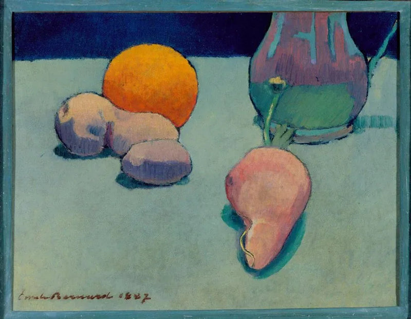 Dødsstillhet med appelsin og krukke - Émile Bernard
