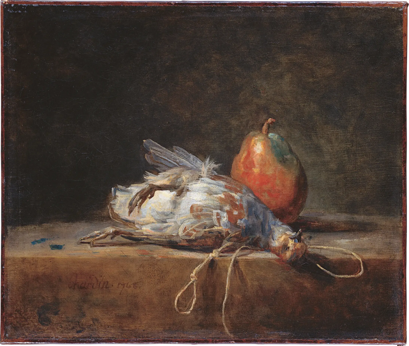 Dødsstillhet med rype og pære - Jean Simeón Chardin