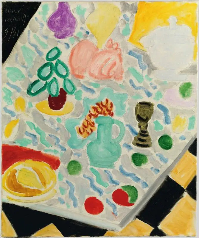 Stilleben med grønn marmorbord - Henri Matisse