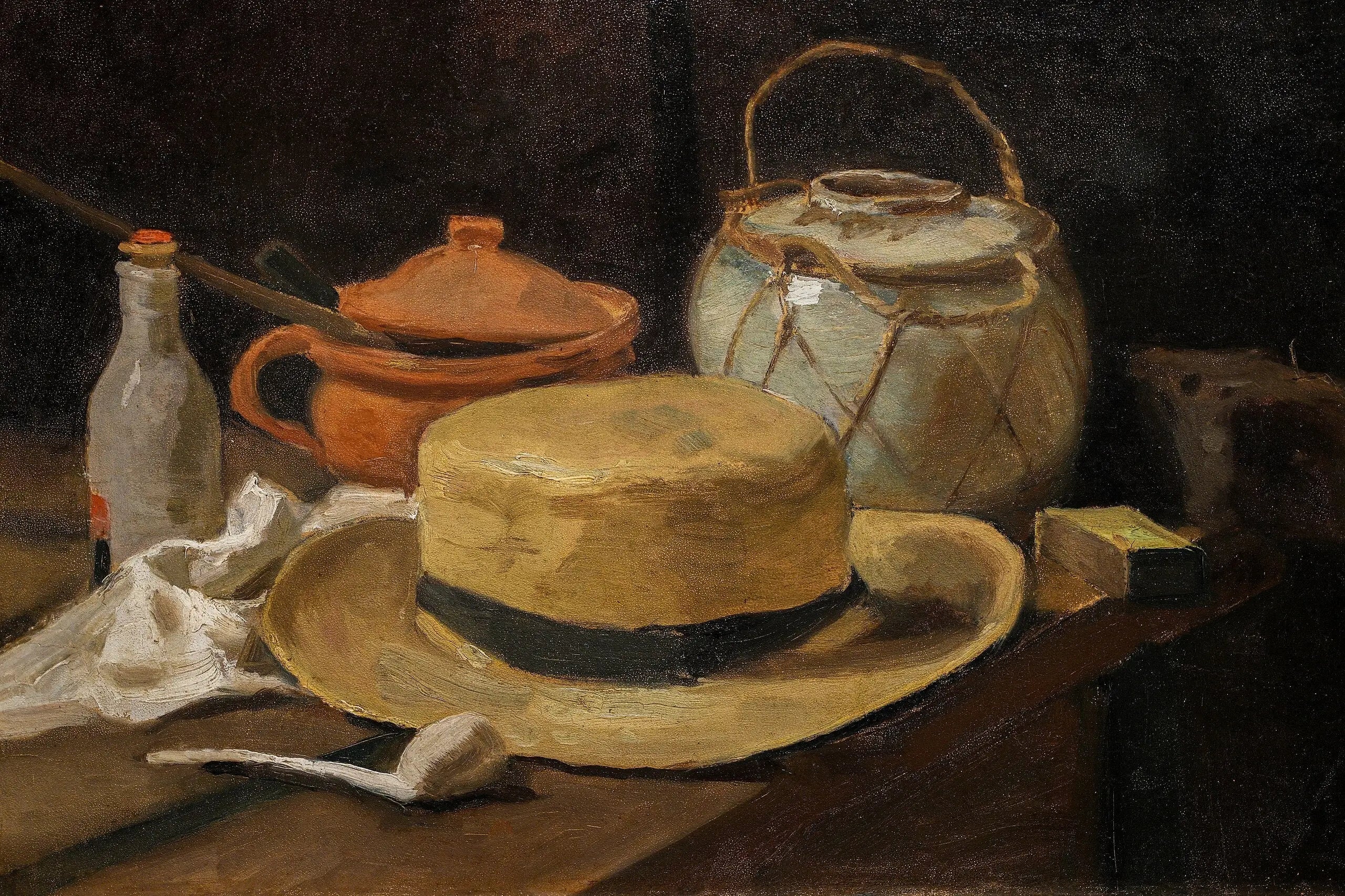 Reproduction du tableau « nature morte au chapeau de paille - Vincent van Gogh » par Alpha Reproduction en peinture à l’huile