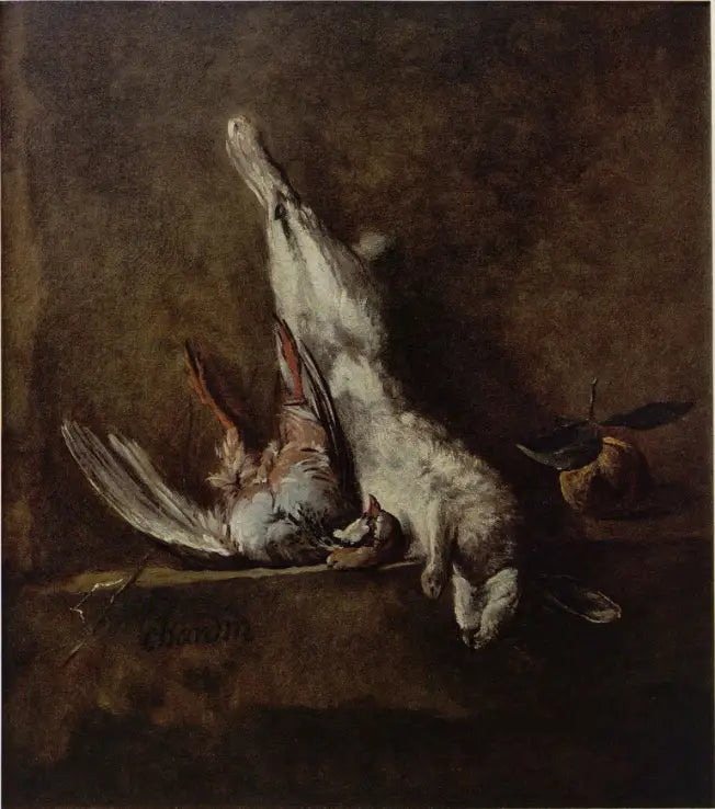 Dødsstillhet med kanin og rype - Jean Siméon Chardin
