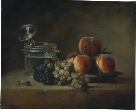 Dødt natur-stilleben med ferskenfat - Jean Siméon Chardin