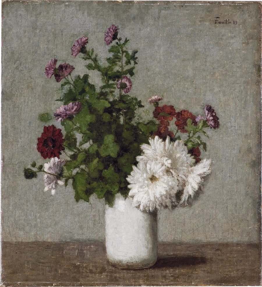 Dødt natur med blomster: høstkrysantemumer i en hvit vase - Henri Fantin-Latour

Source:
Nature morte aux fleurs : chrysanthèmes d'automne dans un vase blanc - Henri Fantin-Latour