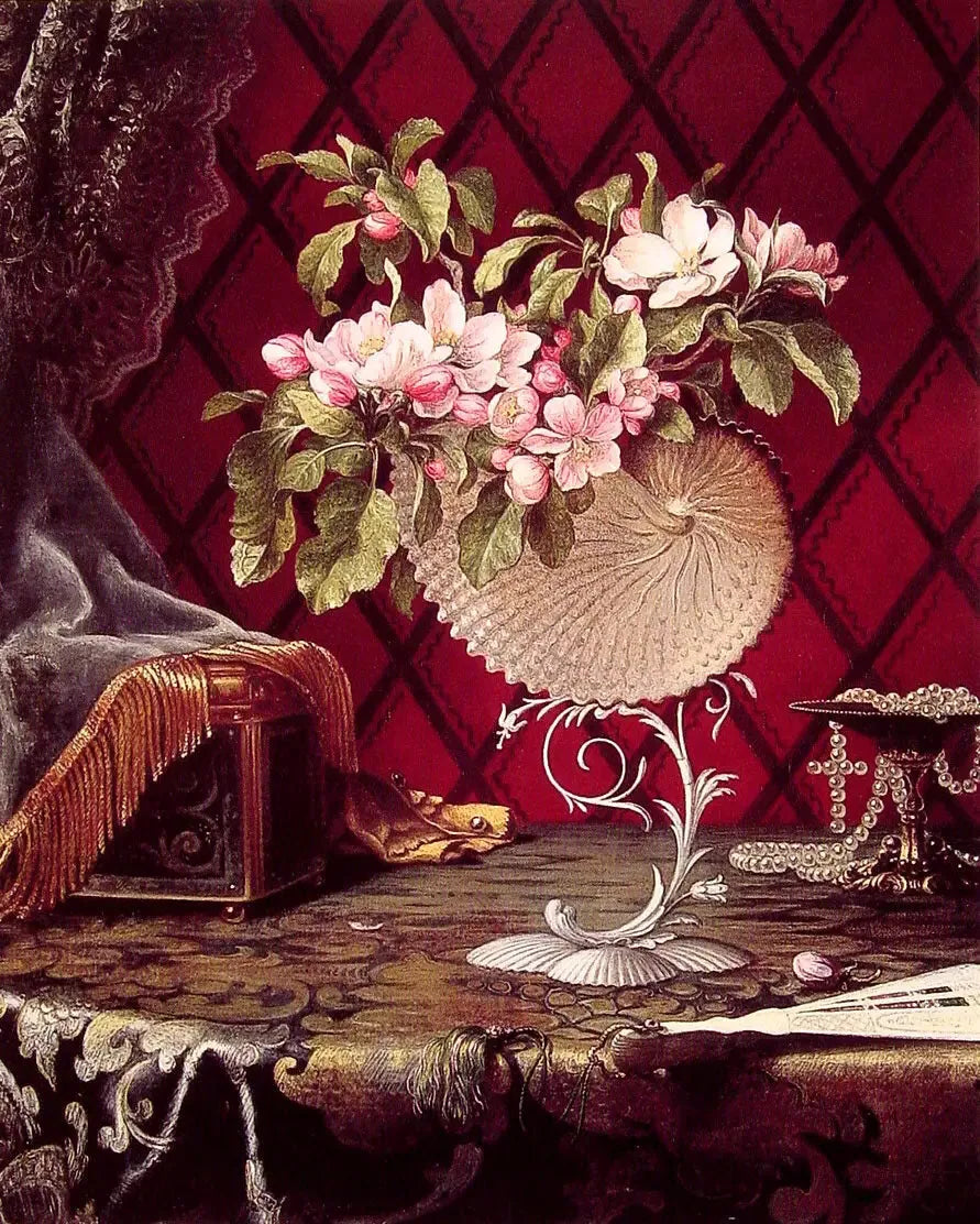 Dødt natur med blomster av epletre i en nautilusskall - Martin Johnson Heade

Source:
Nature morte aux fleurs de pommier dans une coquille de nautile - Martin Johnson Heade