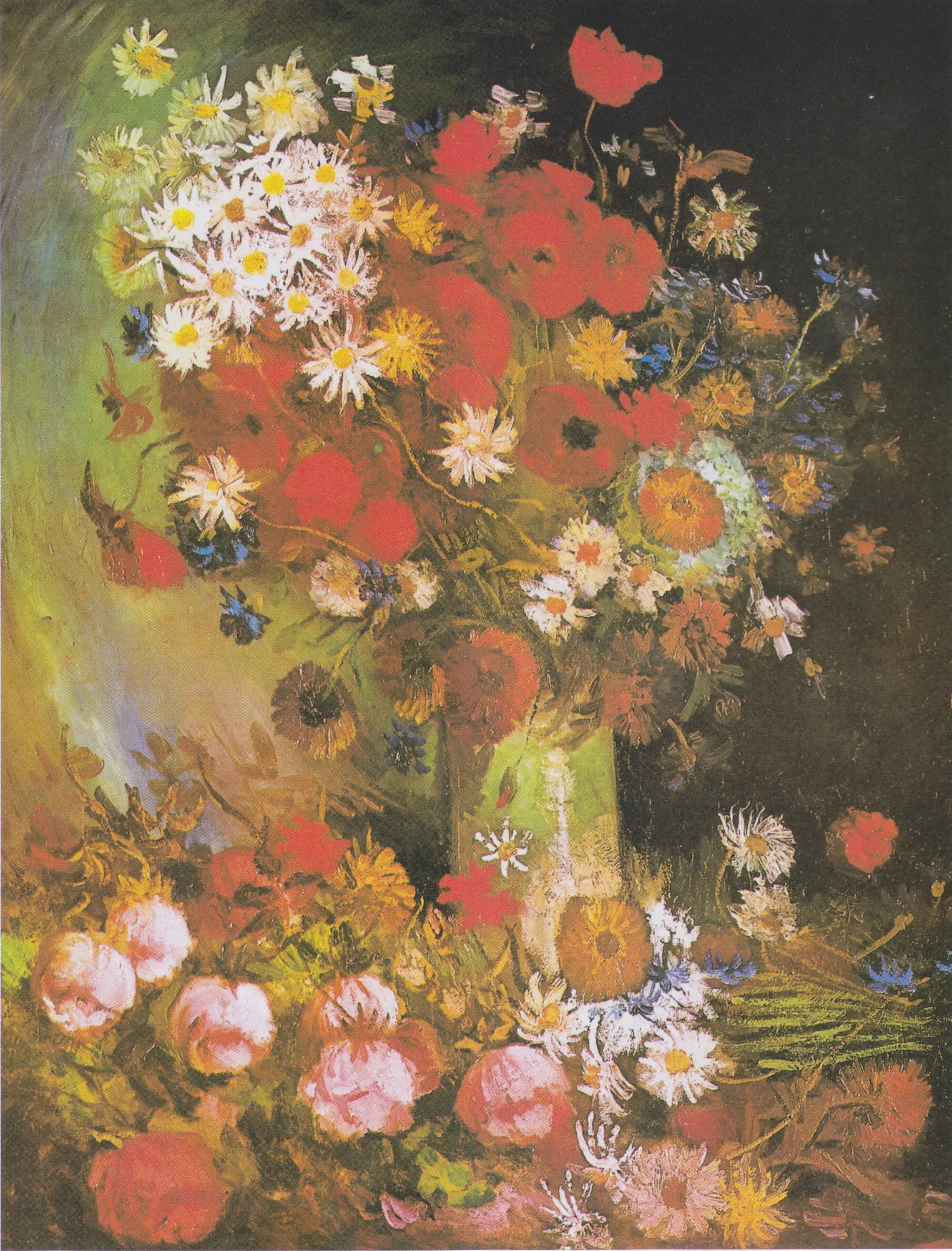 Nature morte aux fleurs des prés et aux roses - Vincent van Gogh image 1 reproduction de peinture à l’huile