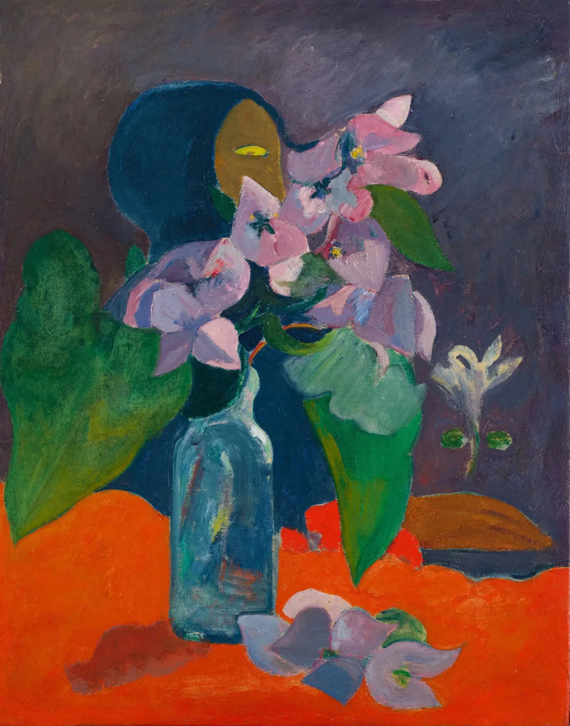 Stilleben med blomster og idol - Paul Gauguin
