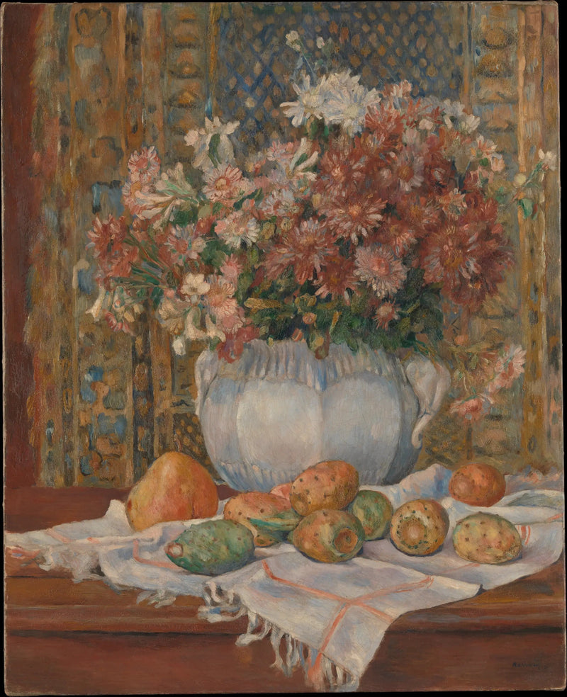 Stilleben med blomster og fikener fra Barbariet - Pierre-Auguste Renoir