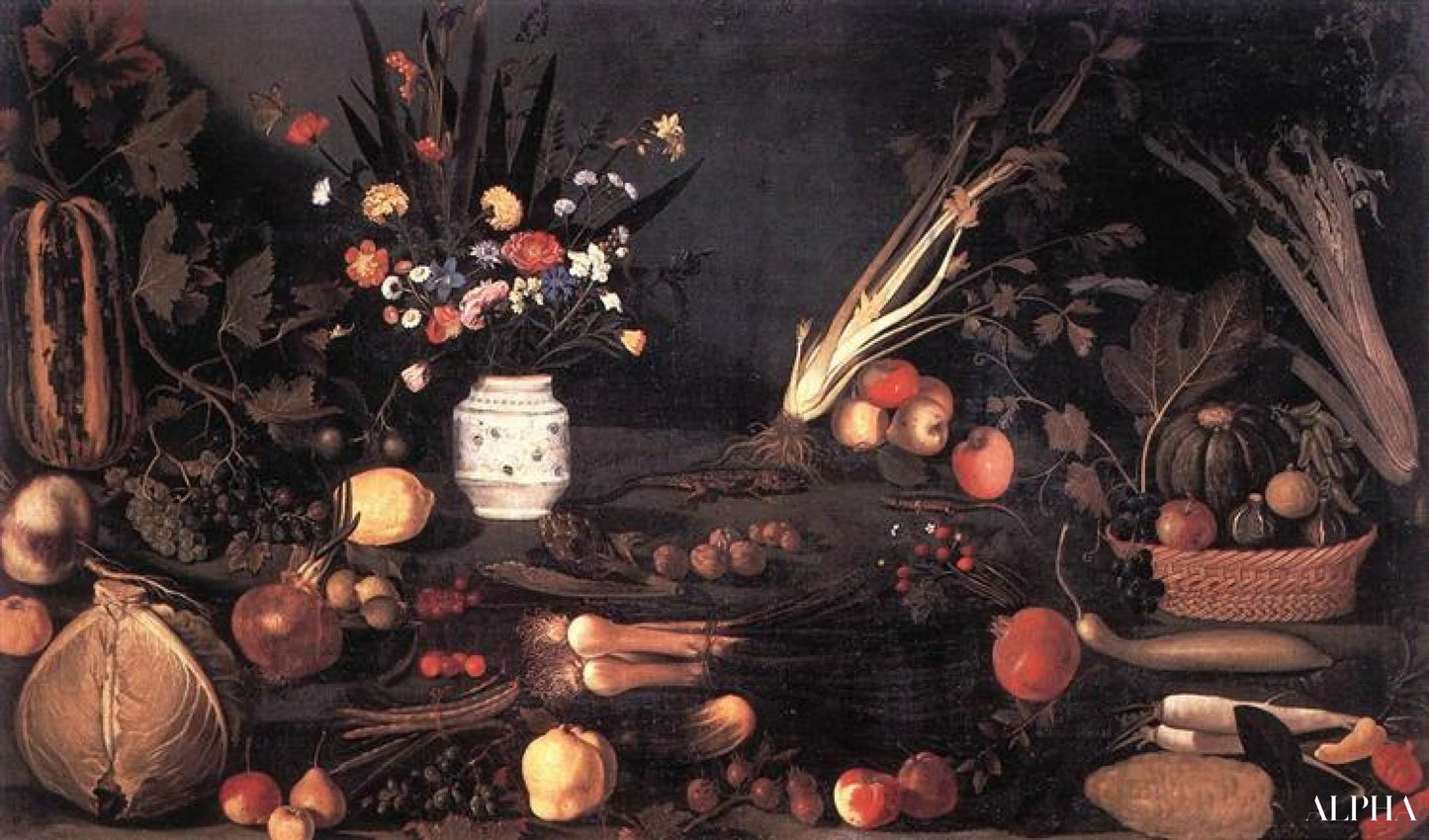 Stilleben med blomster og frukt - Le Caravage Reproduksjoner av malerier i oljemaling
