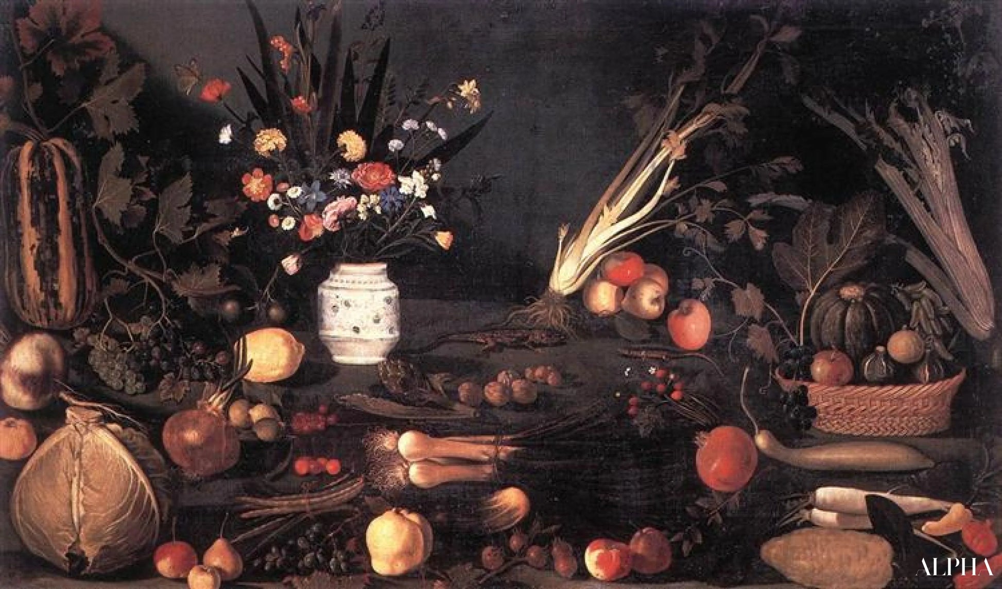 Stilleben med blomster og frukt - Le Caravage Reproduksjoner av malerier i oljemaling
