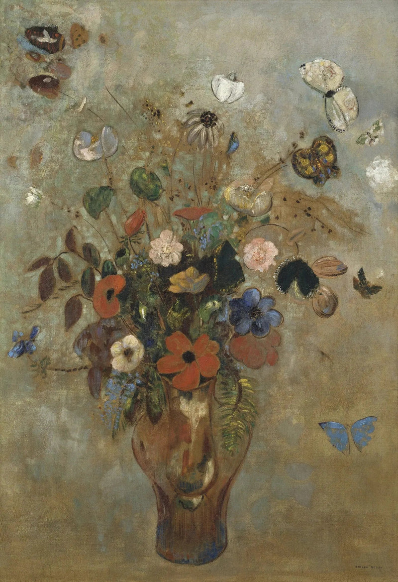 Dødsstillhet med blomster - Odilon Redon