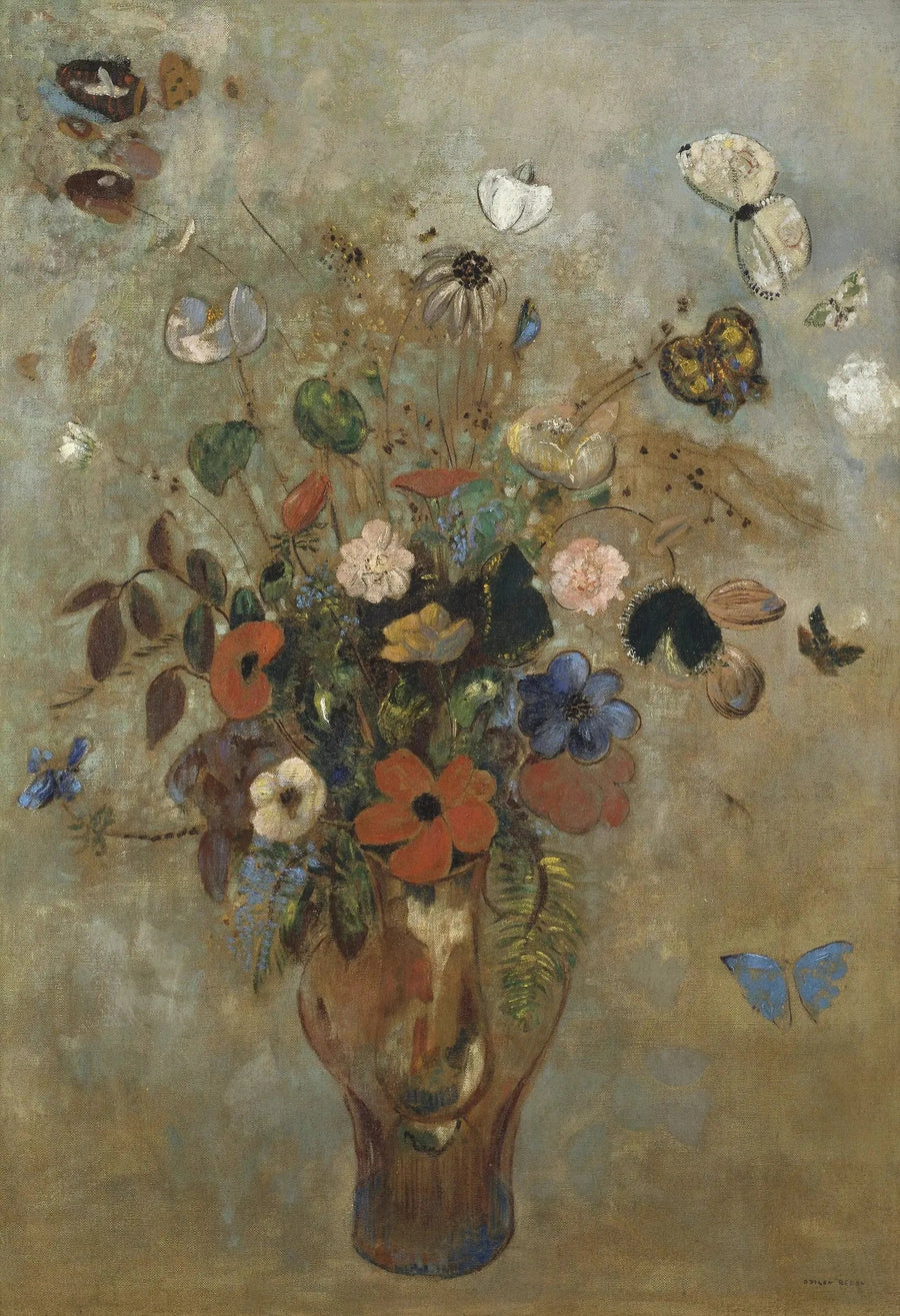 Dødsstillhet med blomster - Odilon Redon