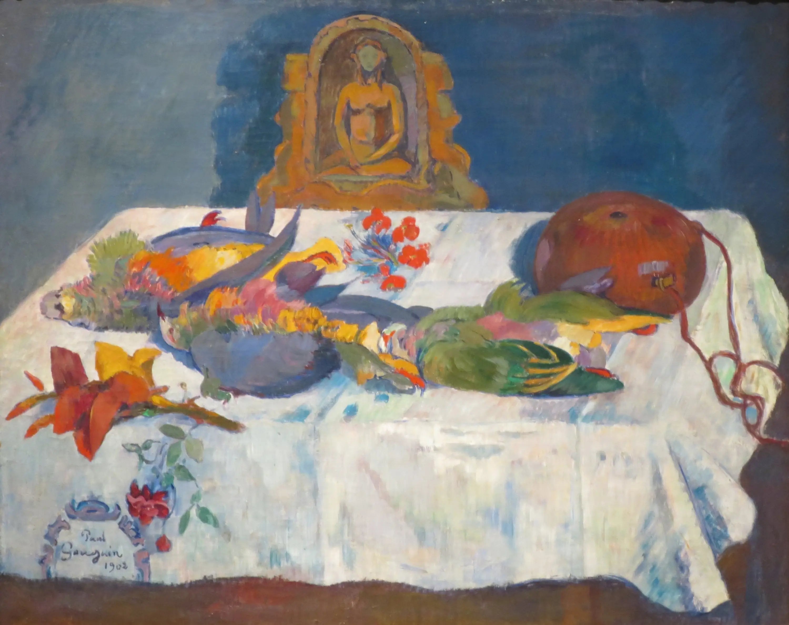 Reproduction du tableau « Nature morte aux oiseaux exotiques II - Paul Gauguin » par Alpha Reproduction en peinture à l’huile