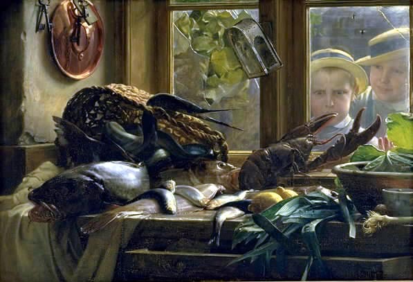 Dødsstilleben med fisk - Carl Heinrich Bloch