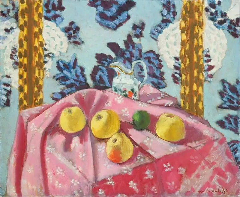 Stilleben med epler på et rosa duk - Henri Matisse