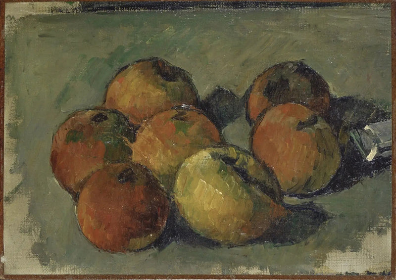 Stilleben med syv epler og farge tube - Paul Cézanne