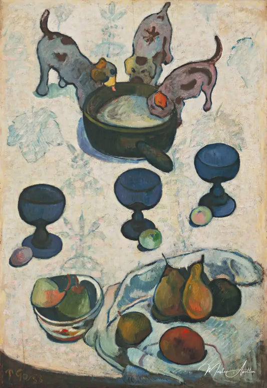 Nature morte aux trois petits chiens - Paul Gauguin - Reproductions de tableaux et peintures haut de gamme