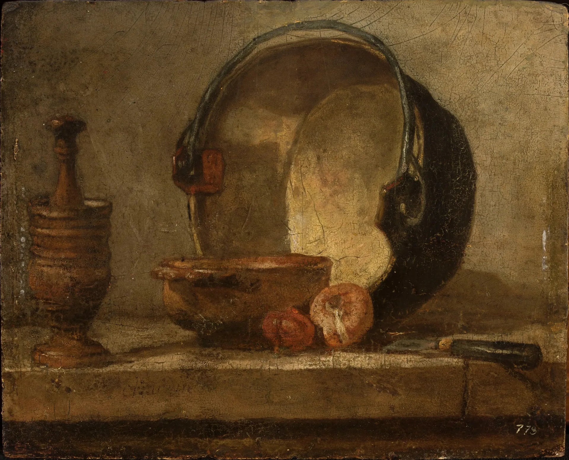 Nature morte aux ustensiles de cuisine - Jean Siméon Chardin image 1 copie de tableau peinte à la main