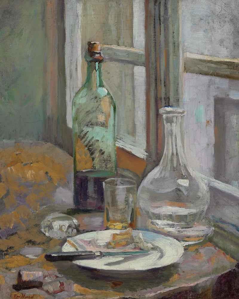 Stillleben med flaske og karaffel - Édouard Vuillard