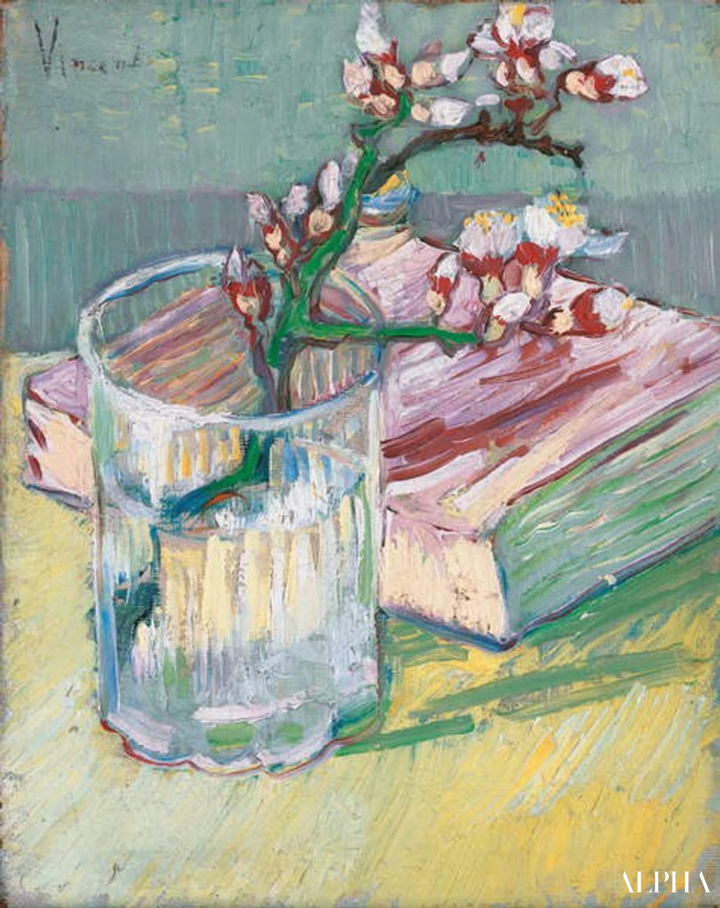 Stilleben med blomstrende mandeltregren - Van Gogh - Høykvalitets reproduksjoner av malerier og bilder