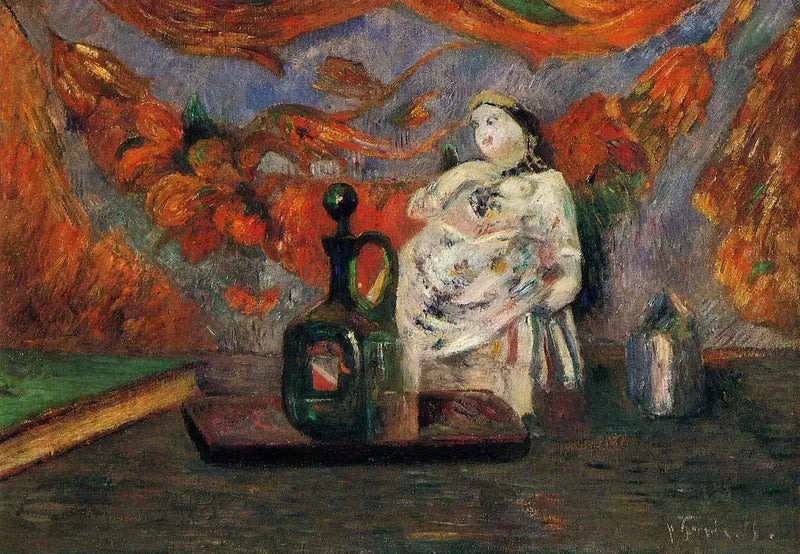 Stilleben med karaffel og figur - Paul Gauguin