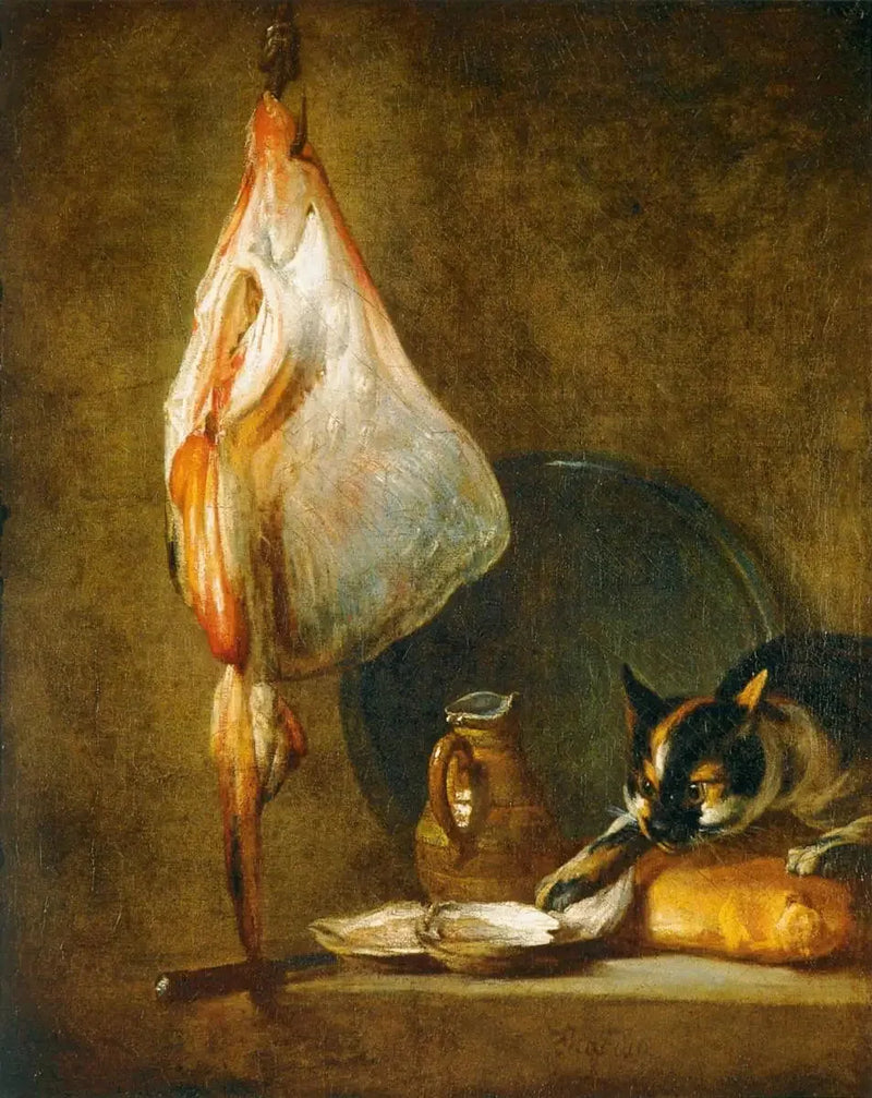 Dødsstilleben med katt og hai - Jean Siméon Chardin
