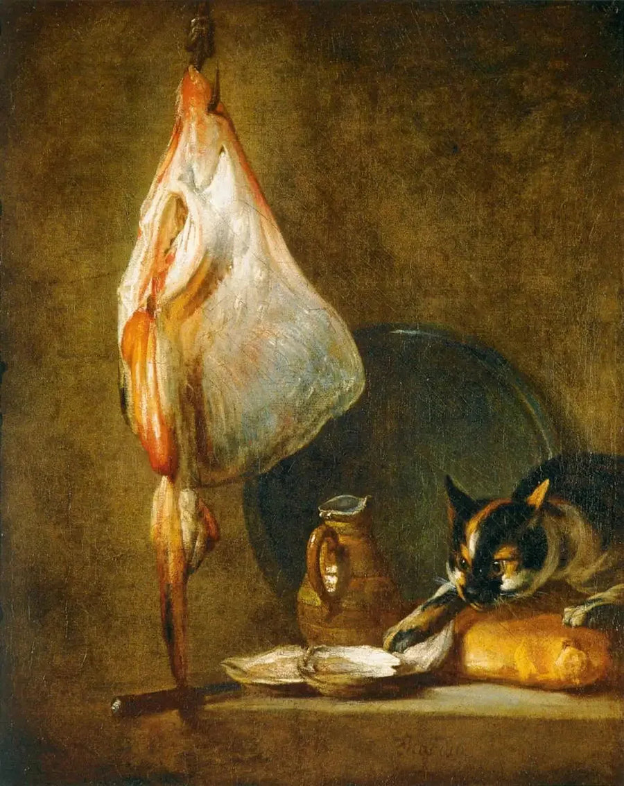 Dødsstilleben med katt og hai - Jean Siméon Chardin