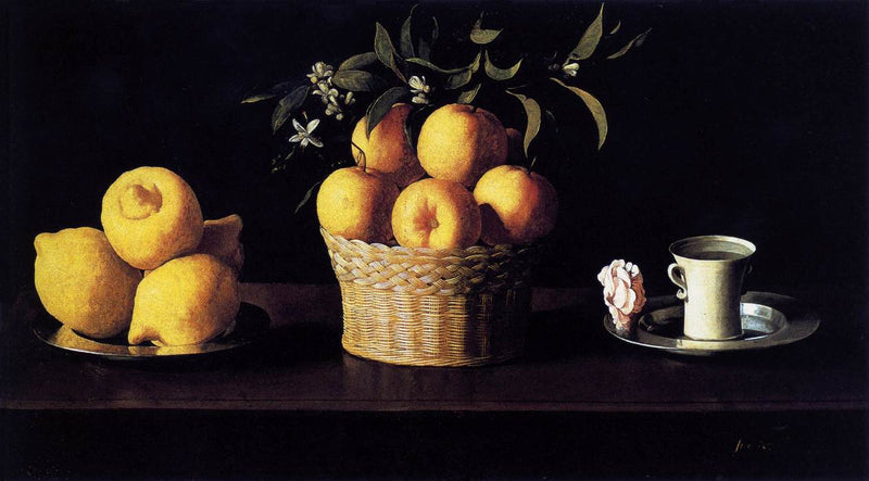 Dødsstillleben med sitroner, appelsiner og roser - Francisco de Zurbarán