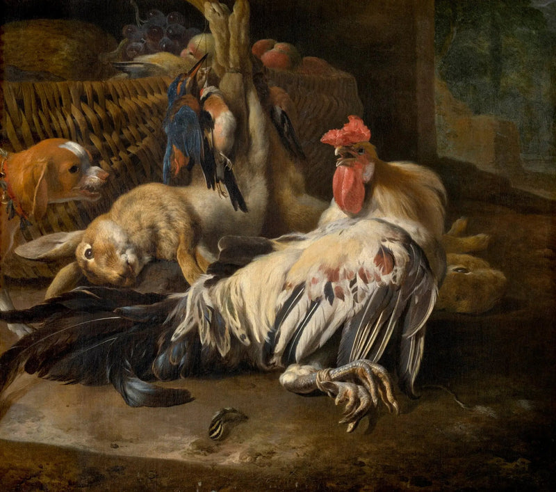 Dødsstilleben med hane - Melchior de Hondecoeter