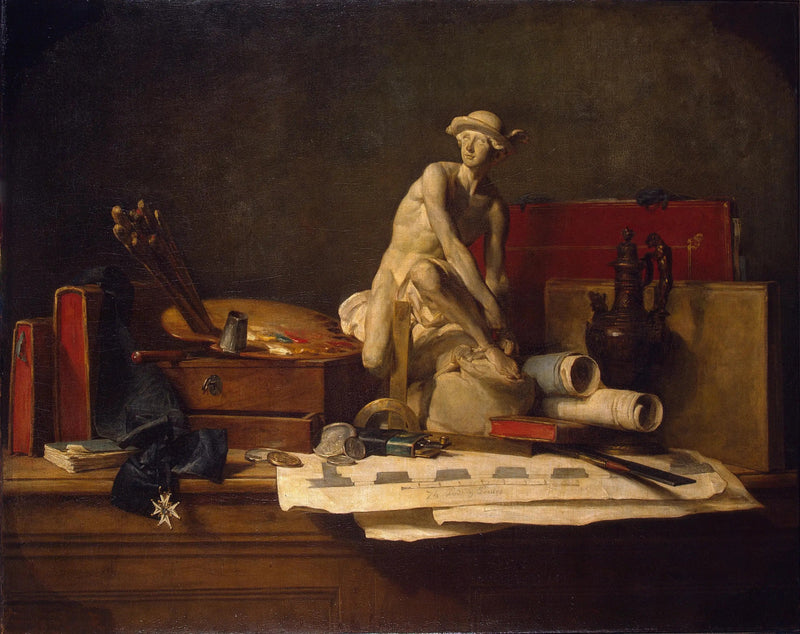 Dødsstillhet med kunstneriske attributter - Jean Simeón Chardin