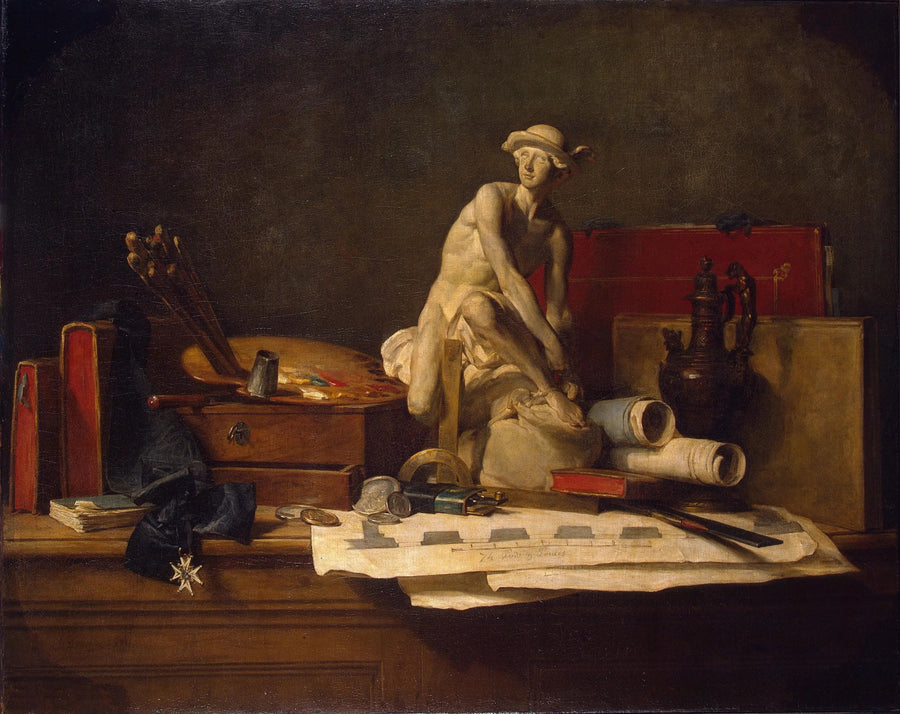 Dødsstillhet med kunstneriske attributter - Jean Simeón Chardin
