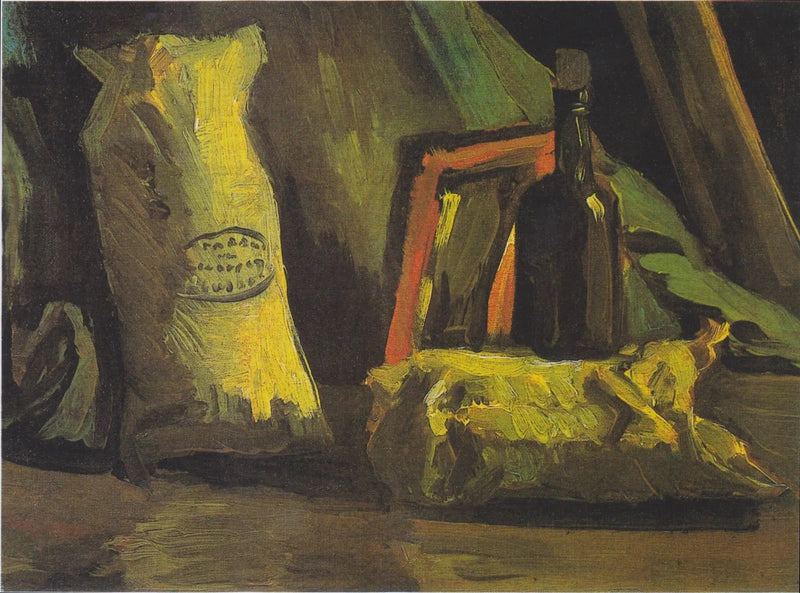 Stilleben med to sekker og en flaske - Vincent van Gogh