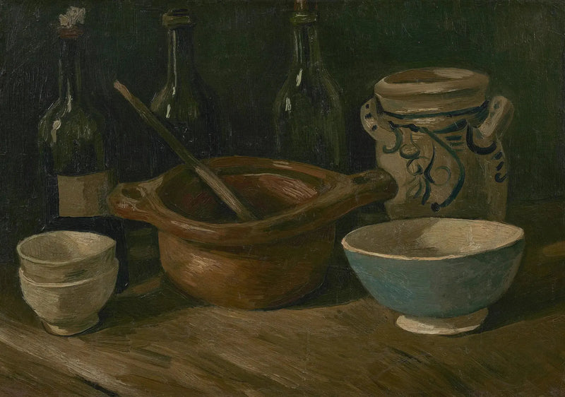 Stilleben med fajanse og flasker - Vincent van Gogh