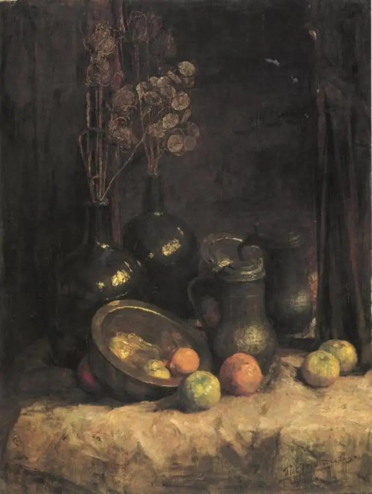 Stilleben med speil, beholdere, ærlighet og frukter - Piet Mondrian