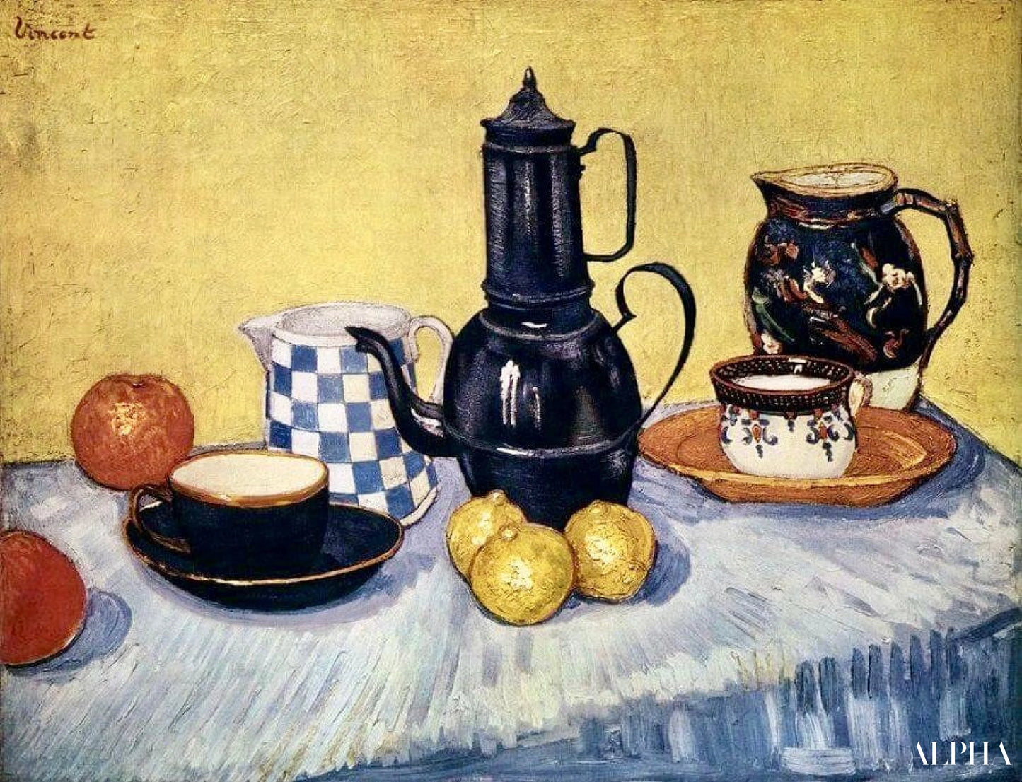 Stilleben med kaffekanne - Van Gogh - Høykvalitets reproduksjoner av malerier og bilder