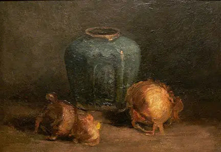 Stilleben med ingefærkrukke og løk - Vincent van Gogh