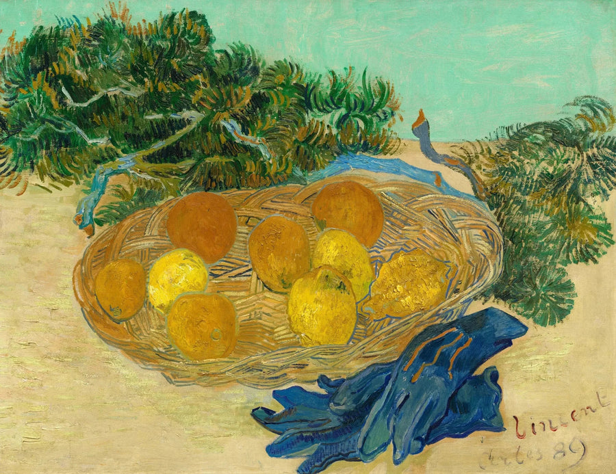 Stilleben med appelsiner og sitroner med blå hansker - Vincent van Gogh